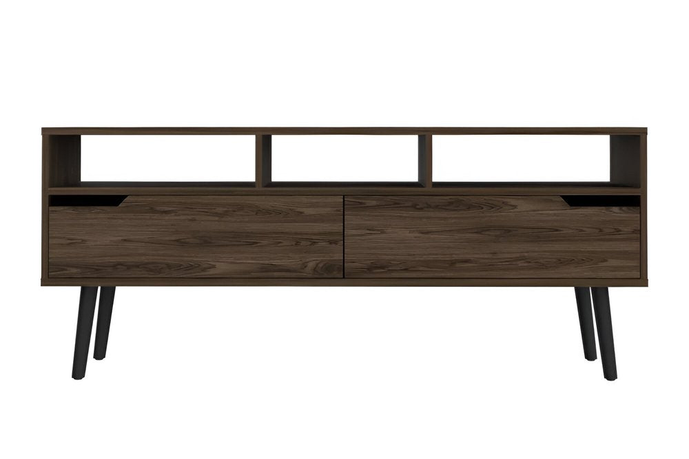 Dark Brown Wood Enclosed and Open Storage TV Stand - 54-inch