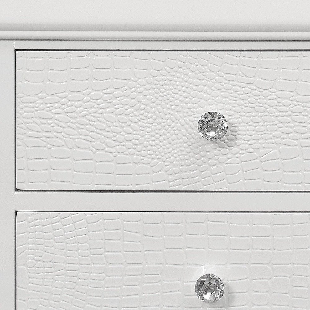 White Wood Shagreen Two Drawer Nightstand - 24-inch