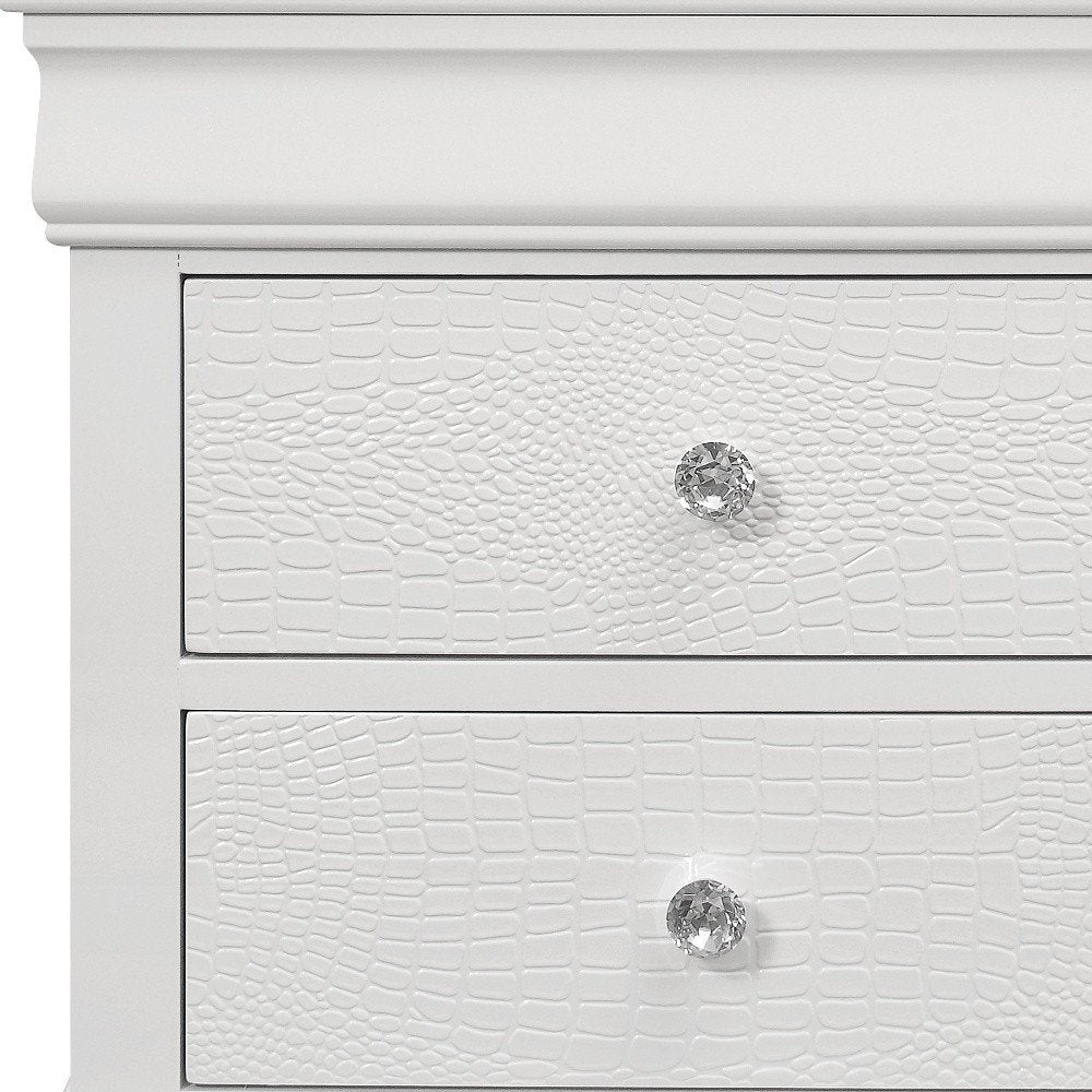 White Wood Shagreen Two Drawer Nightstand - 24-inch