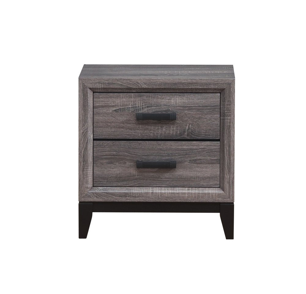 Gray Wood Two Drawer Nightstand - 25-inch