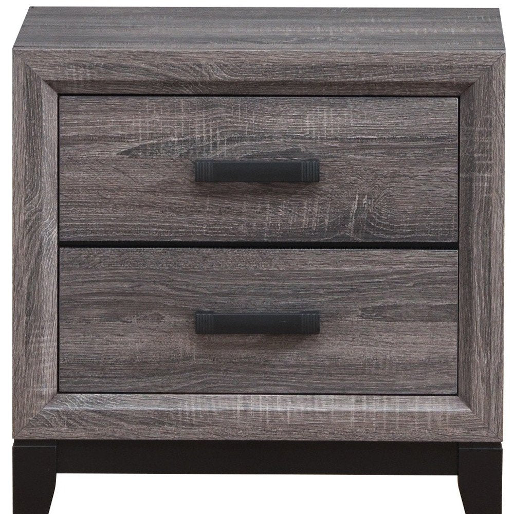 Gray Wood Two Drawer Nightstand - 25-inch