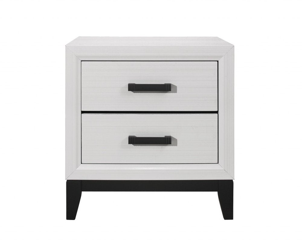 White Wood Two Drawer Nightstand - 25-inch