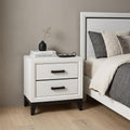 White Wood Two Drawer Nightstand - 25-inch