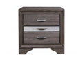 Gray Wood and Solid Wood Two Drawer Nightstand - 27-inch