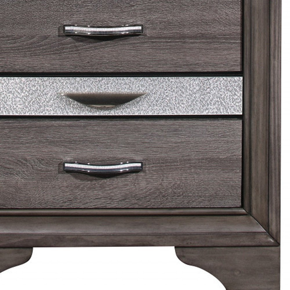 Gray Wood and Solid Wood Two Drawer Nightstand - 27-inch