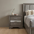 Gray Wood and Solid Wood Two Drawer Nightstand - 27-inch