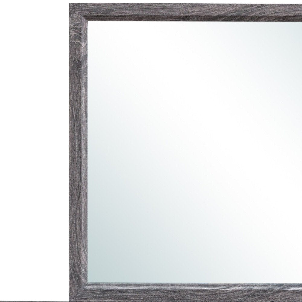 Dark Gray Wood Framed Accent Mirror - 35-inch