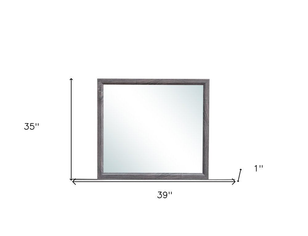 Dark Gray Wood Framed Accent Mirror - 35-inch