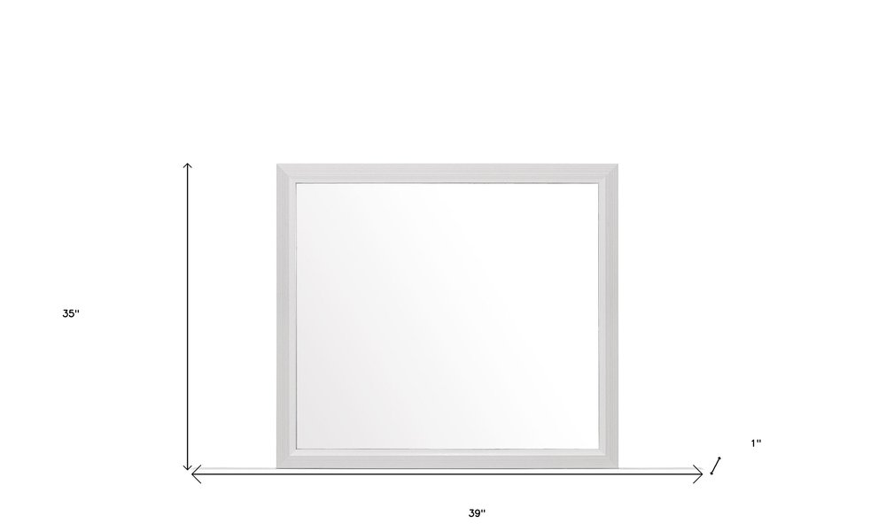 White Framed Dresser Mirror - 35-inch
