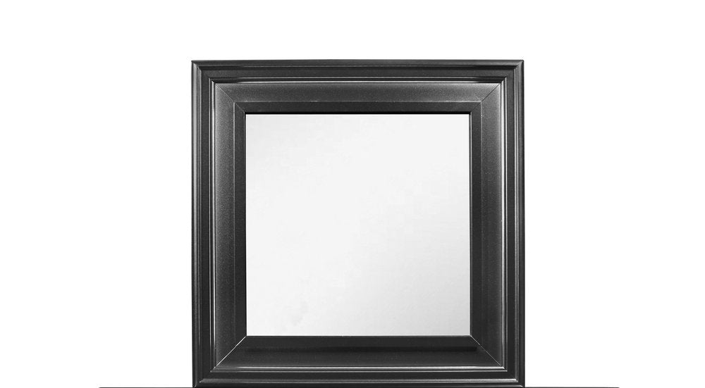 Gray Square Wood Framed Accent Mirror - 38-inch