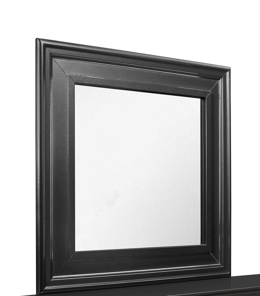 Gray Square Wood Framed Accent Mirror - 38-inch