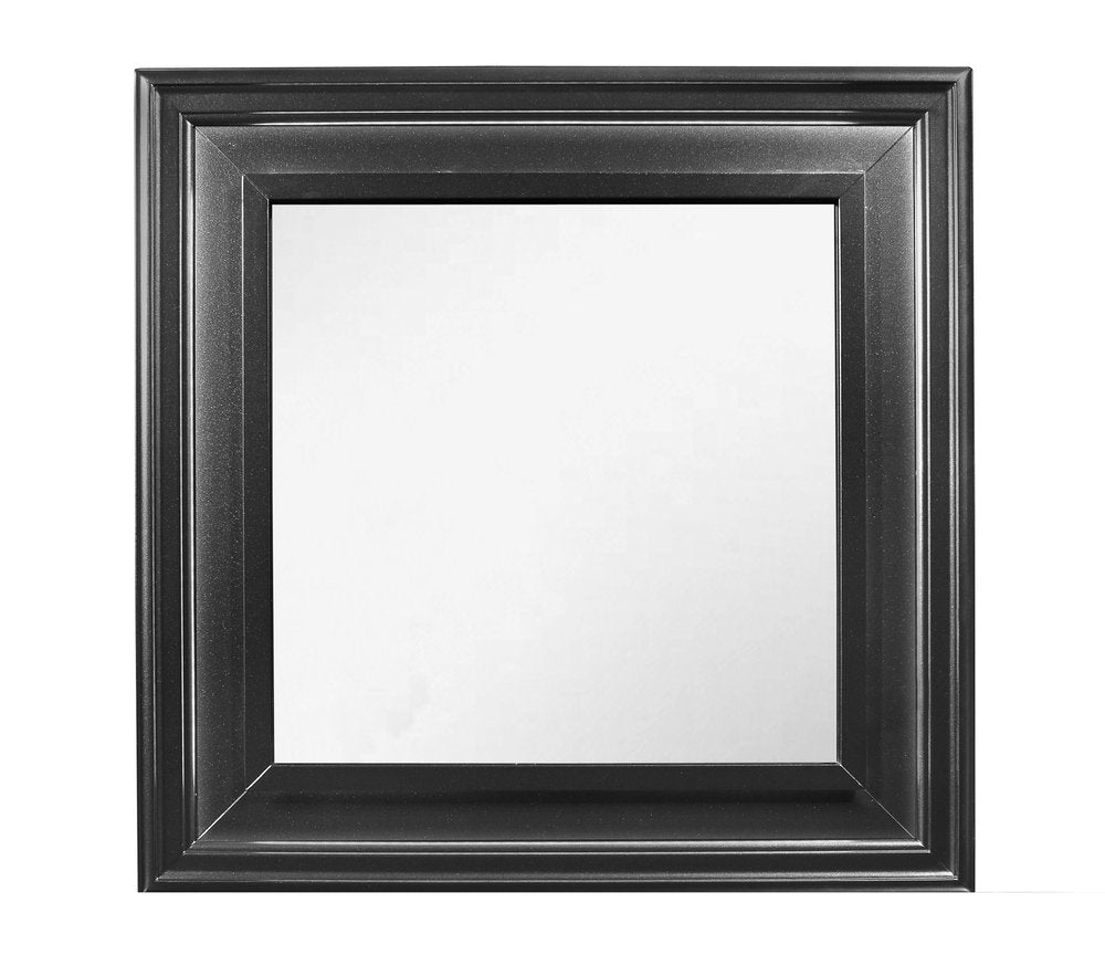 Gray Square Wood Framed Accent Mirror - 38-inch