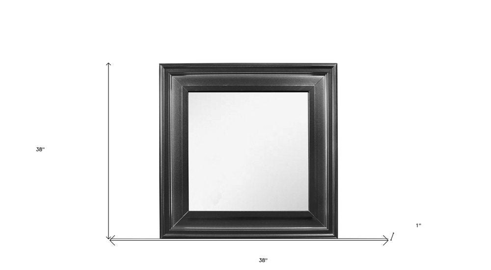 Gray Square Wood Framed Accent Mirror - 38-inch