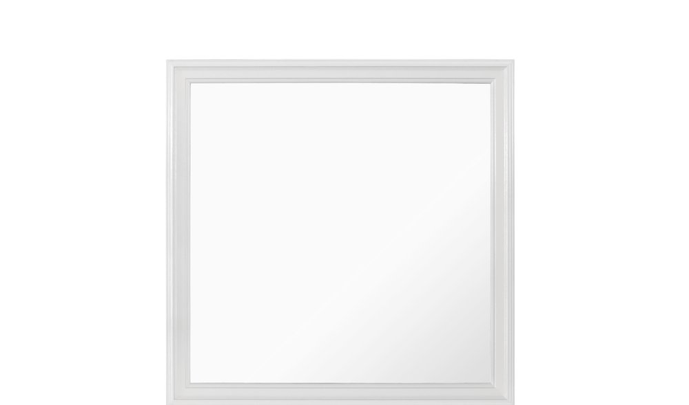 White Square Wood Framed Accent Mirror - 38-inch