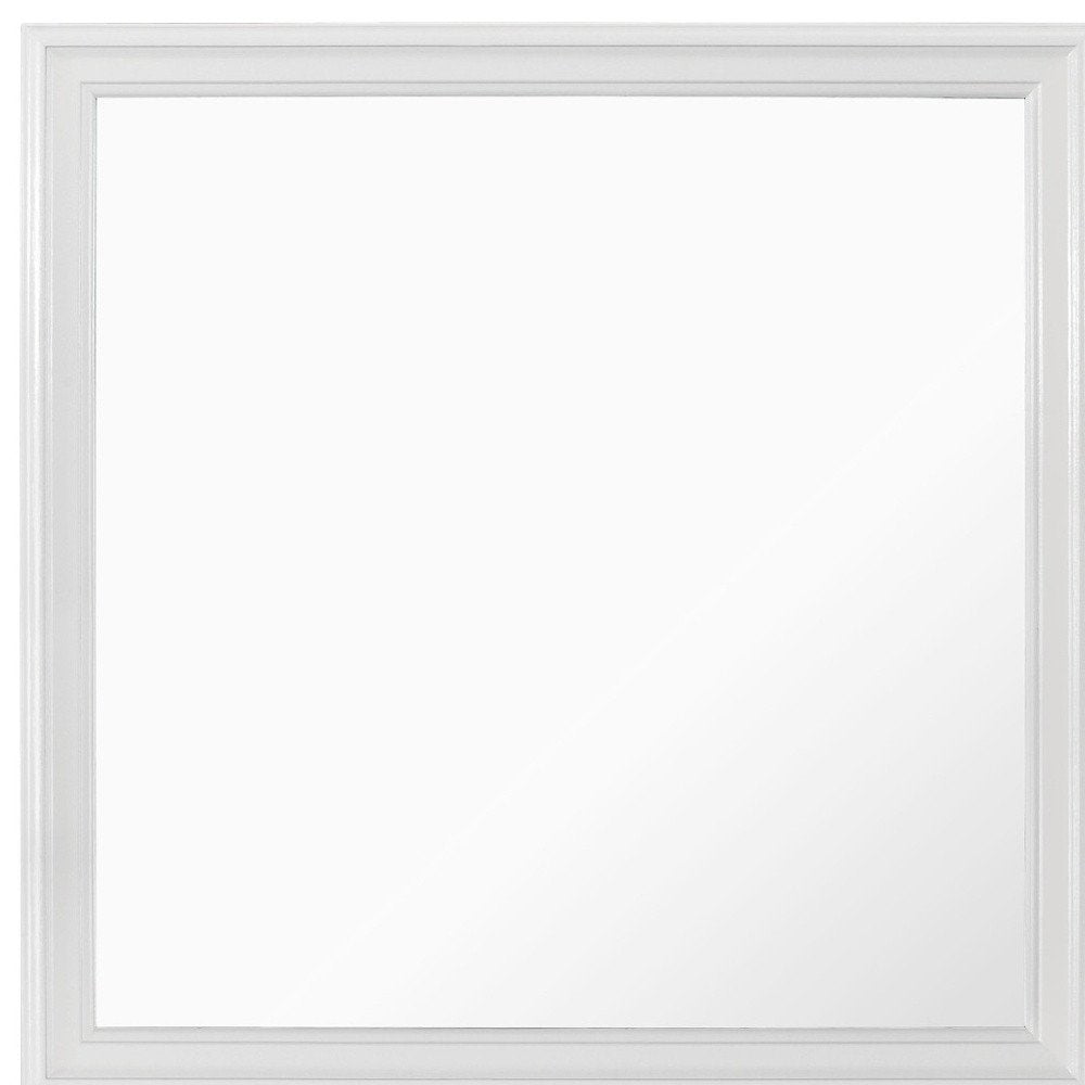 White Square Wood Framed Accent Mirror - 38-inch