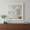 White Square Wood Framed Accent Mirror - 38-inch