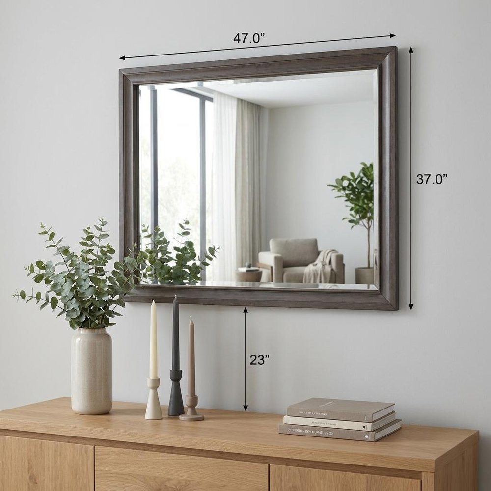 Gray Wood Framed Accent Mirror - 37-inch