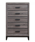 Grey Solid Wood Five Drawer Chest - 31-inch