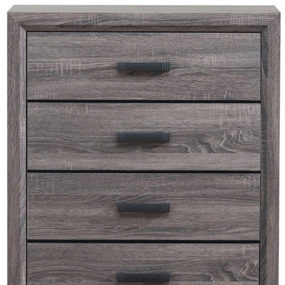 Grey Solid Wood Five Drawer Chest - 31-inch