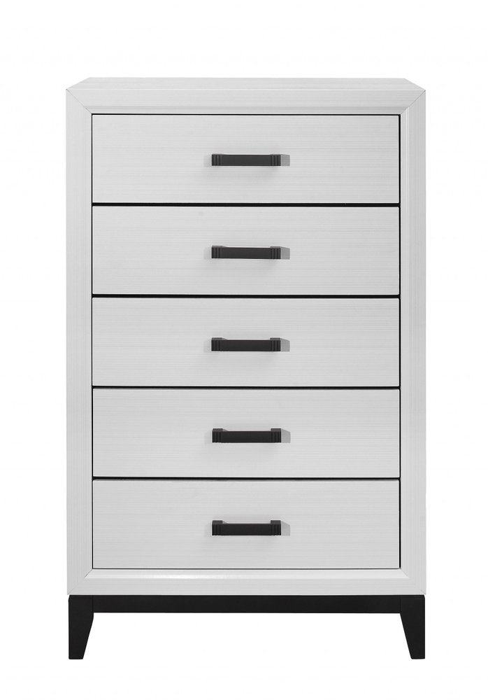 White Wood Five Drawer Standard Chest - 31-inch