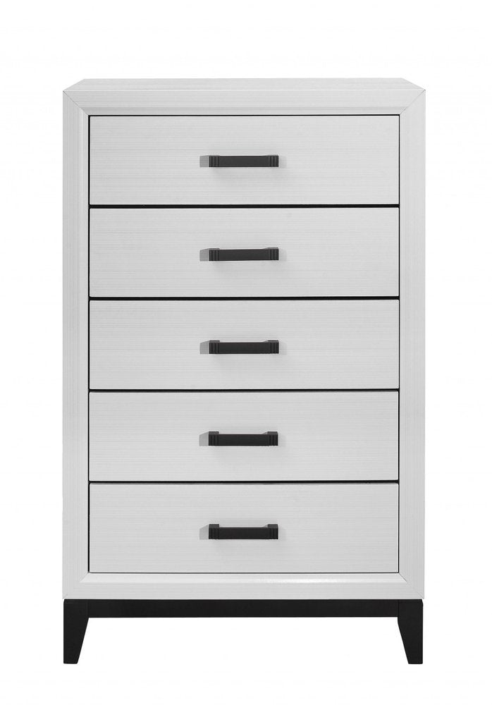 White Wood Five Drawer Standard Chest - 31-inch