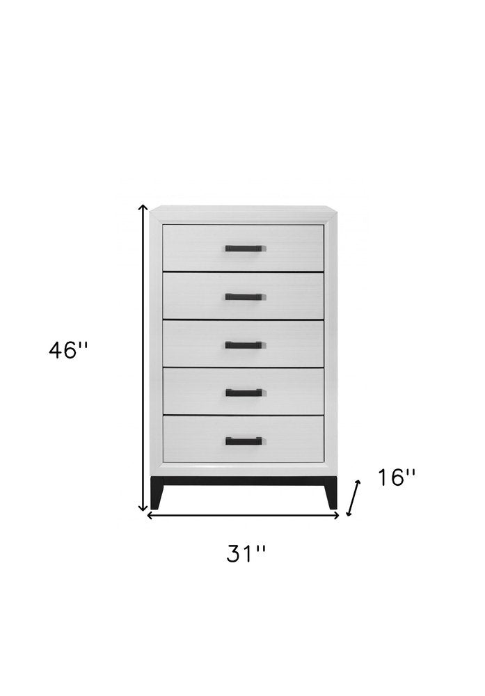 White Wood Five Drawer Standard Chest - 31-inch