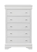 Metallic White Solid Wood Five Drawer Chest - 31-inch