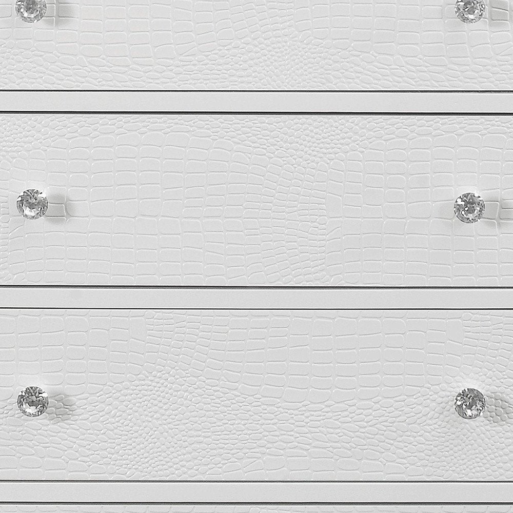 Metallic White Solid Wood Five Drawer Chest - 31-inch