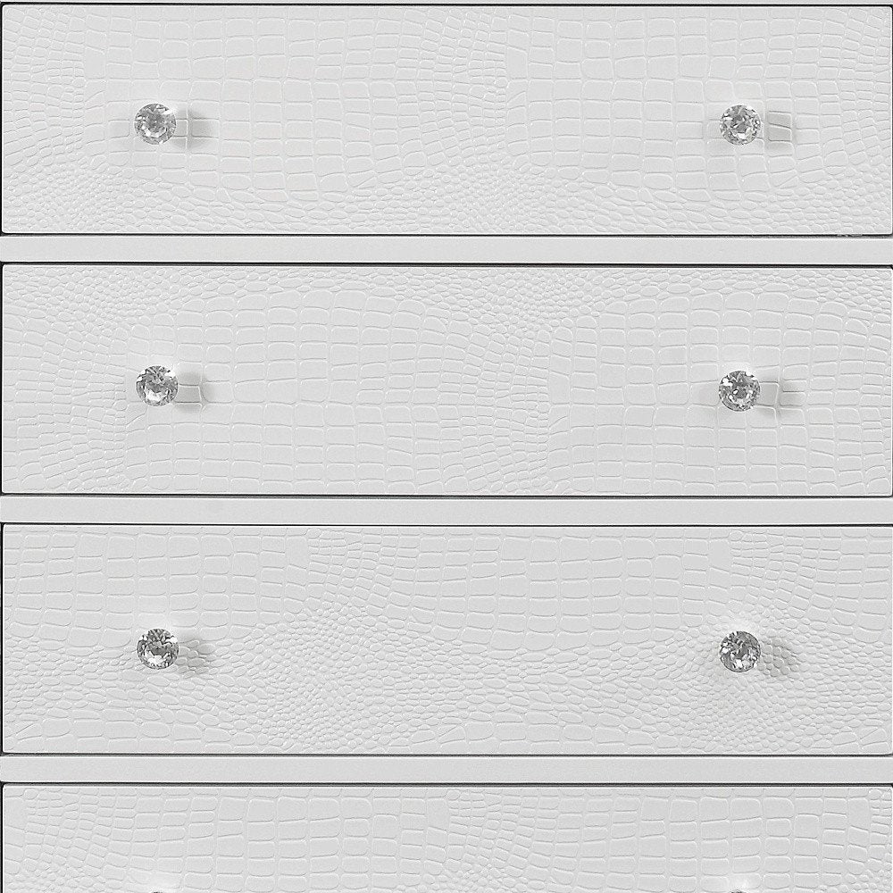 Metallic White Solid Wood Five Drawer Chest - 31-inch
