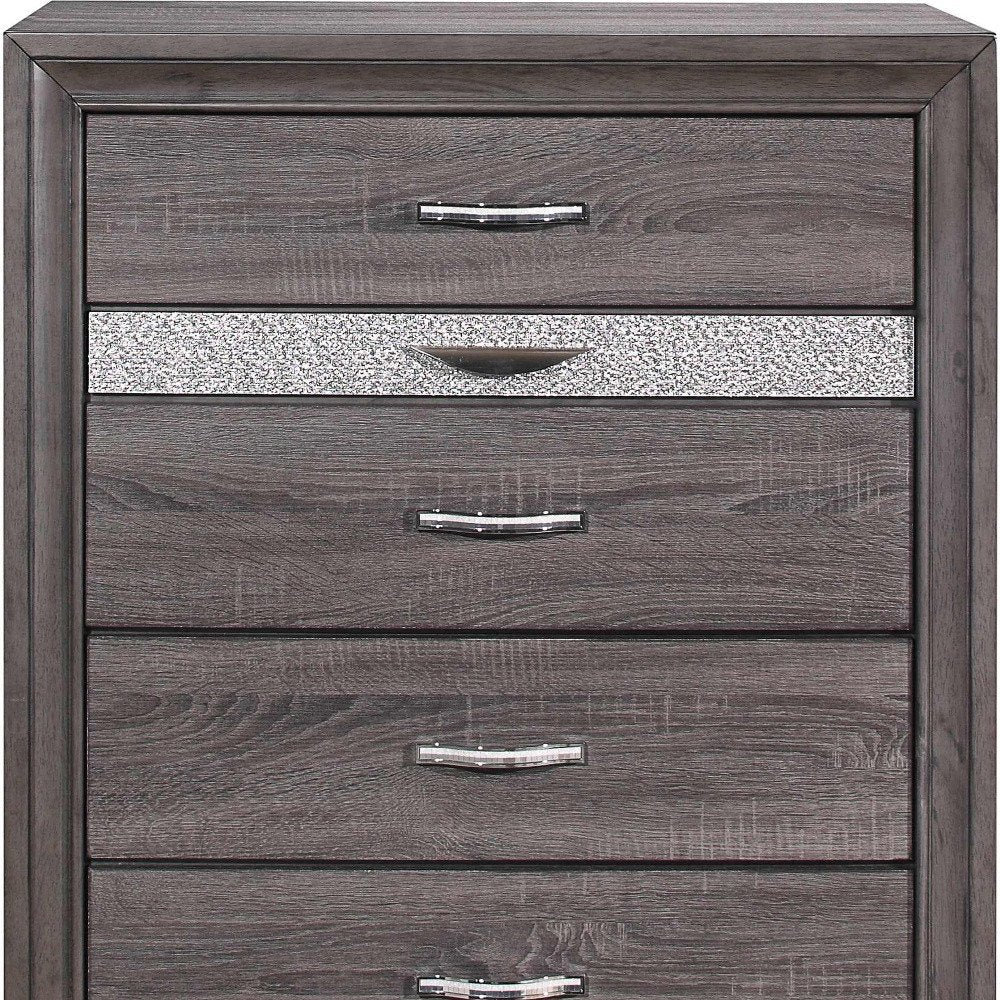 Grey Manufactured Wood Six Drawer Chest - 35-inch