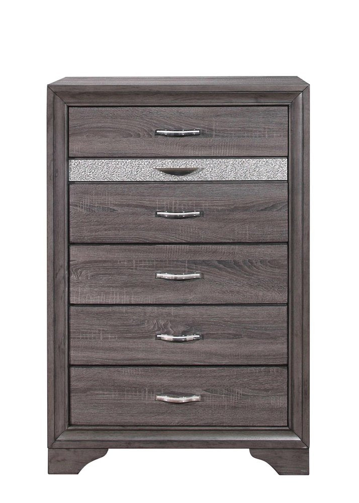 Grey Manufactured Wood Six Drawer Chest - 35-inch