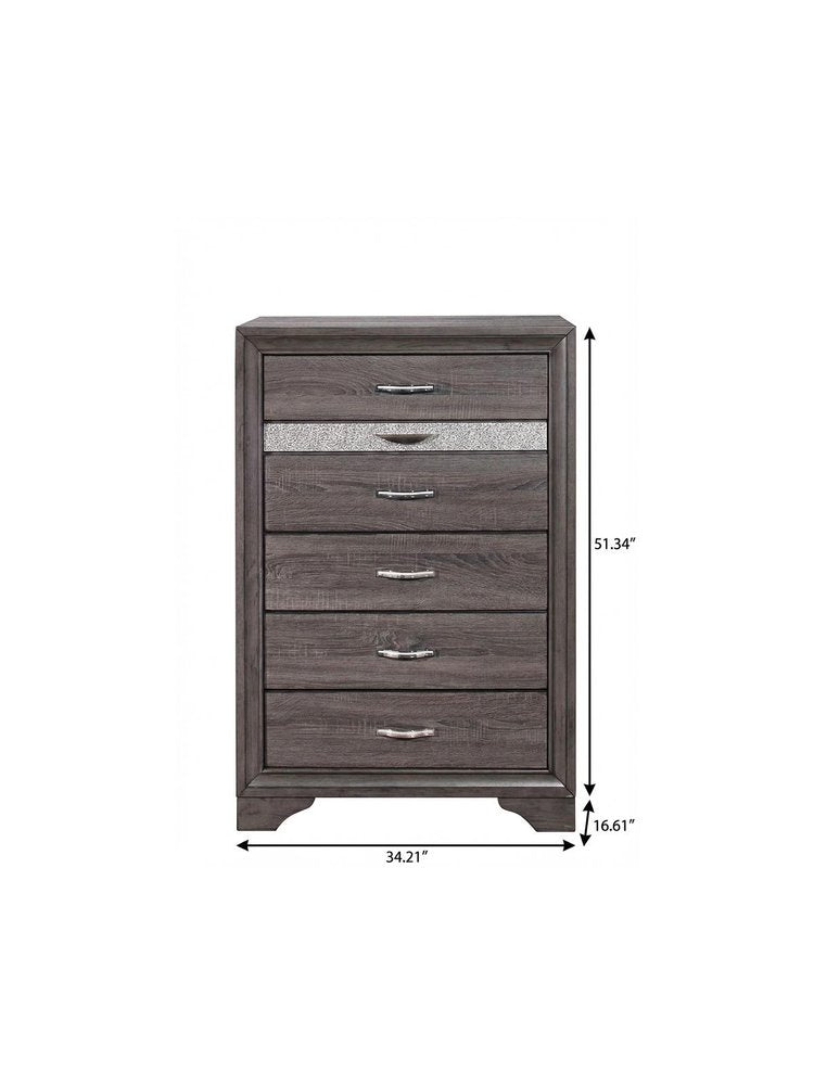 Grey Manufactured Wood Six Drawer Chest - 35-inch