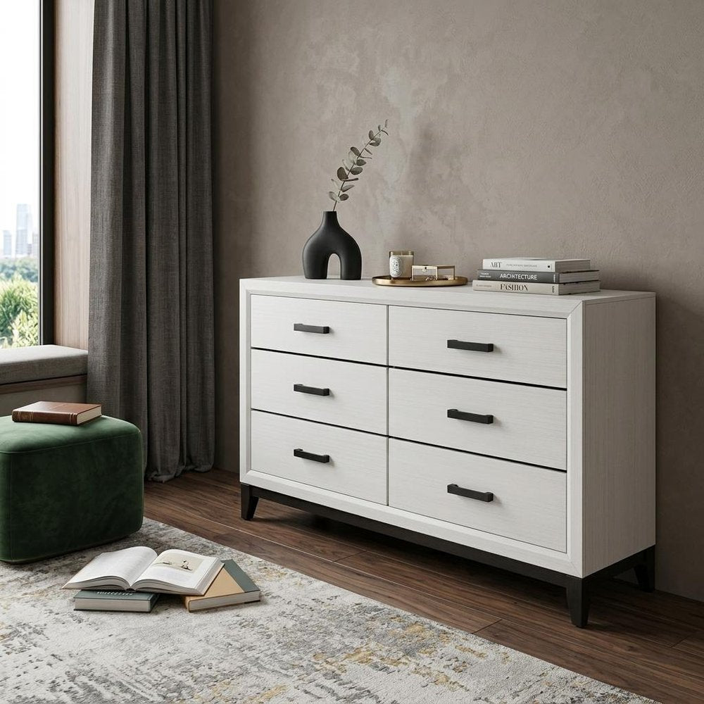 White Wood Five Drawer Standard Chest - 31-inch