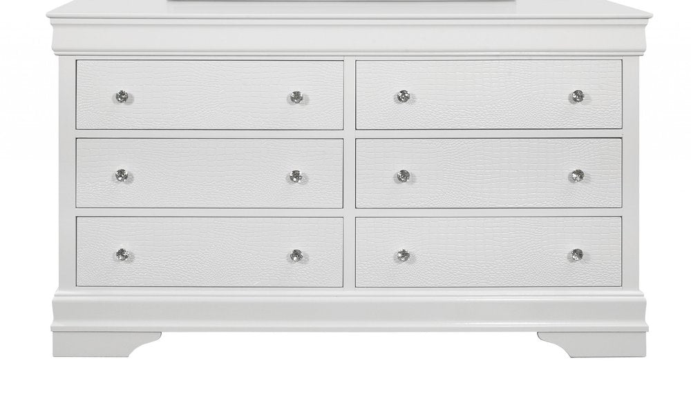 Metallic White Solid Wood Five Drawer Chest - 31-inch