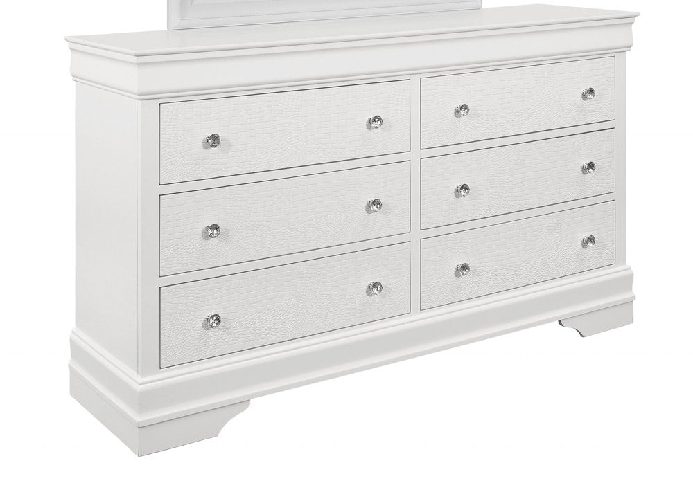 Metallic White Solid Wood Five Drawer Chest - 31-inch