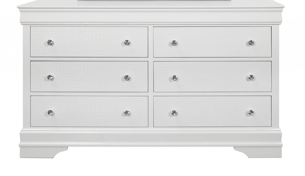 Metallic White Solid Wood Five Drawer Chest - 31-inch