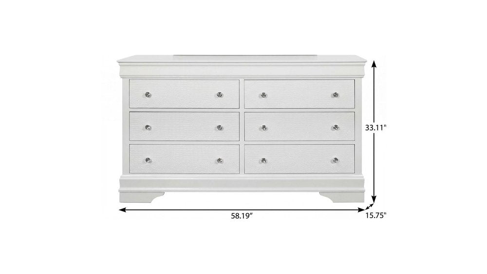 Metallic White Solid Wood Five Drawer Chest - 31-inch