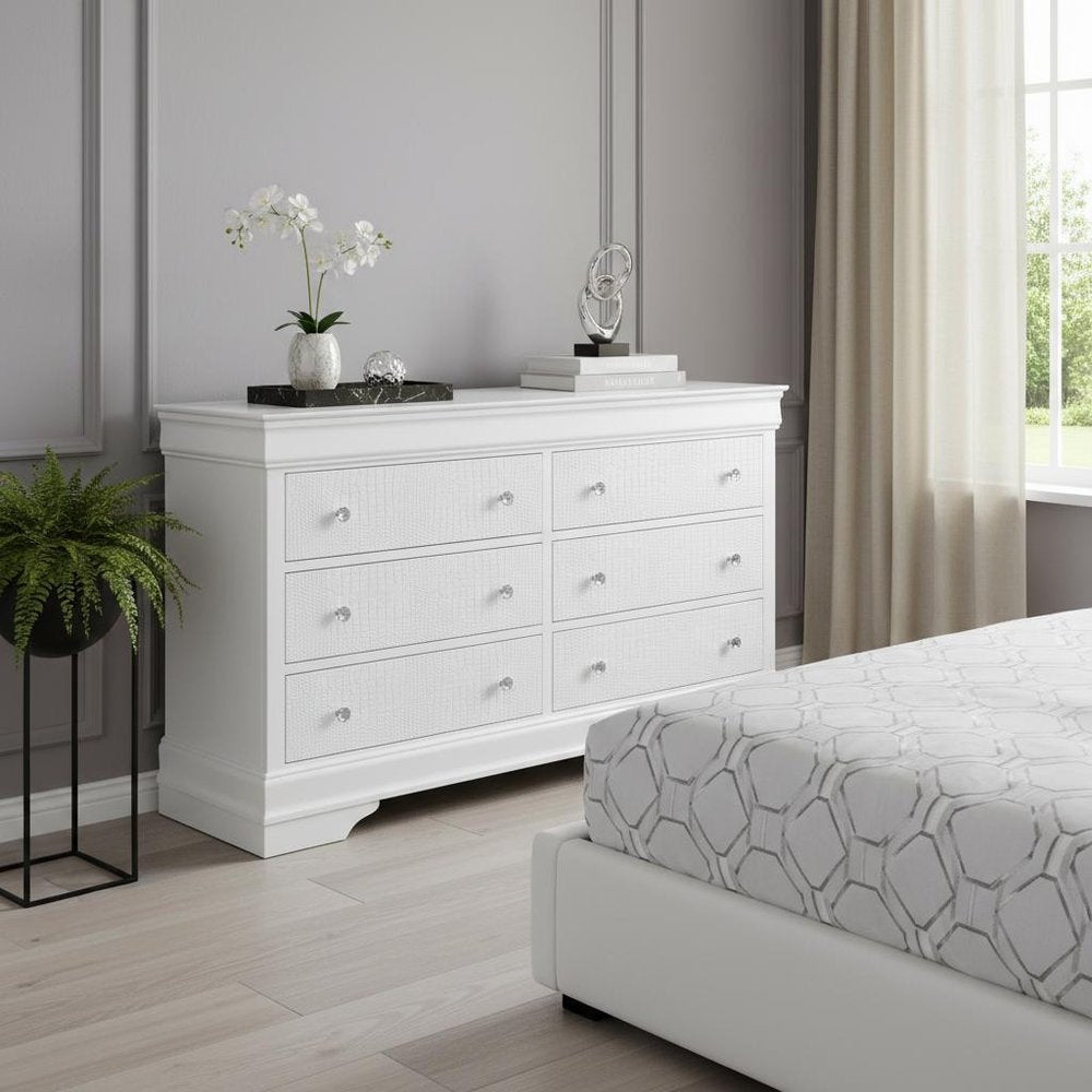 Metallic White Solid Wood Five Drawer Chest - 31-inch