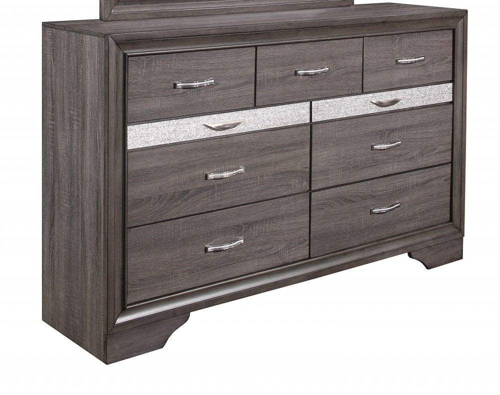 Grey Manufactured Wood Six Drawer Chest - 35-inch