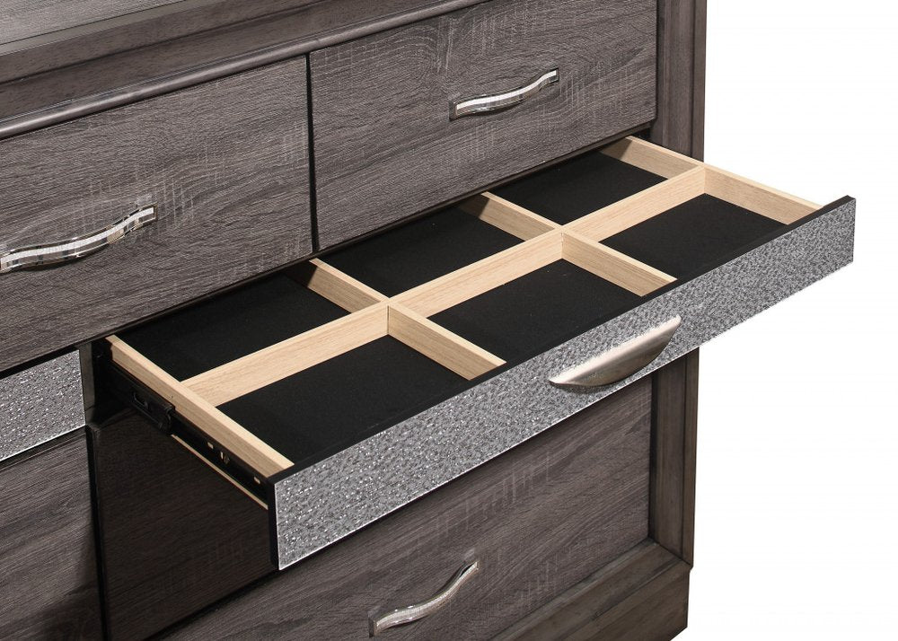 Grey Manufactured Wood Six Drawer Chest - 35-inch