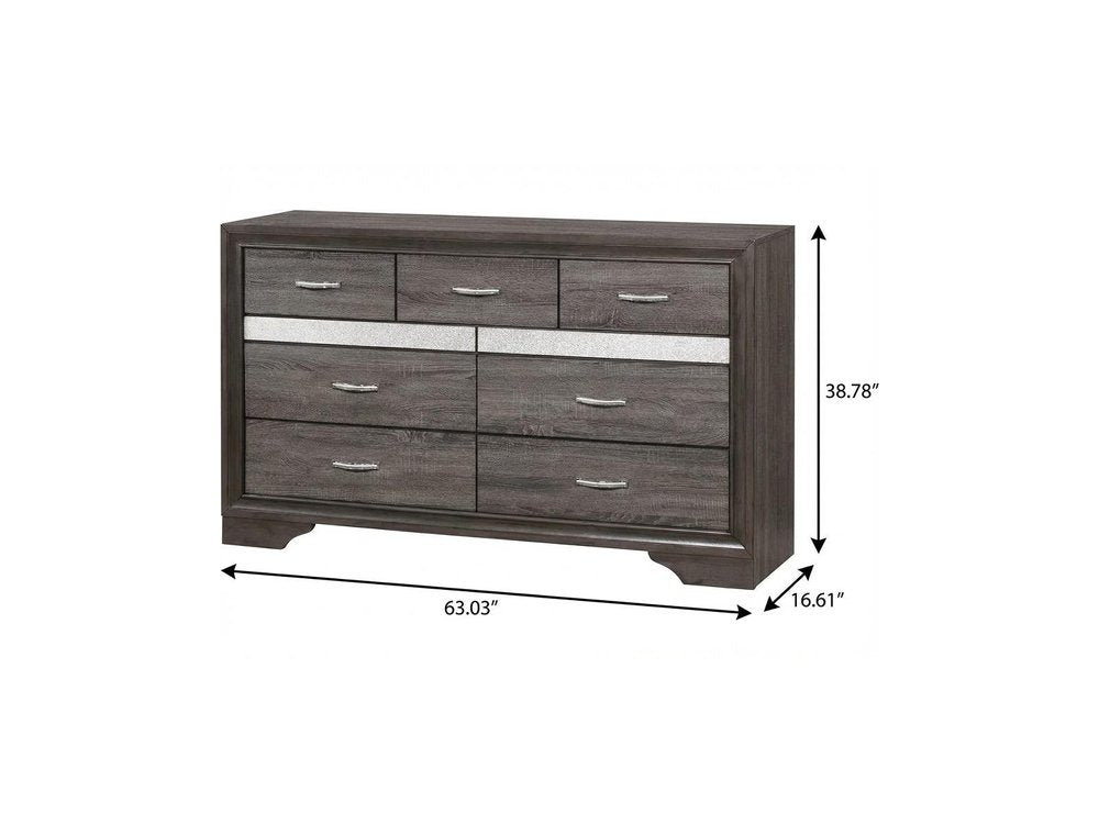 Grey Manufactured Wood Six Drawer Chest - 35-inch