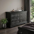 Metallic Grey Solid Wood Six Drawer Double Dresser - 58-inch