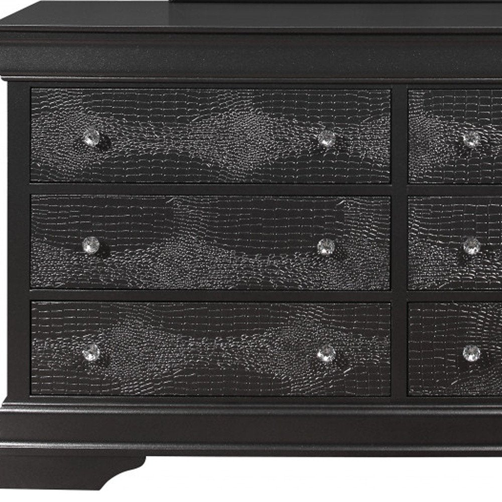Metallic Grey Solid Wood Six Drawer Double Dresser - 58-inch