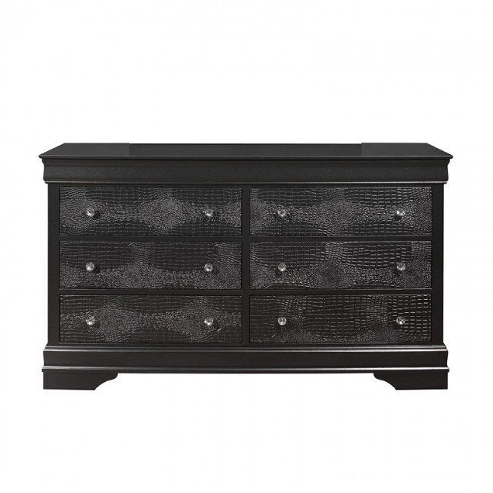 Metallic Grey Solid Wood Six Drawer Double Dresser - 58-inch