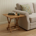 Brown Solid Teak Wood Square Indoor Outdoor Folding End Table