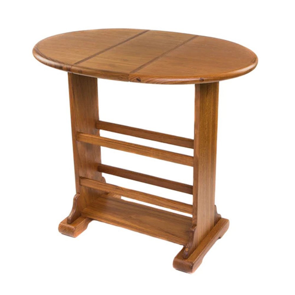 Brown Solid Wood Oval End Table - 18-inch