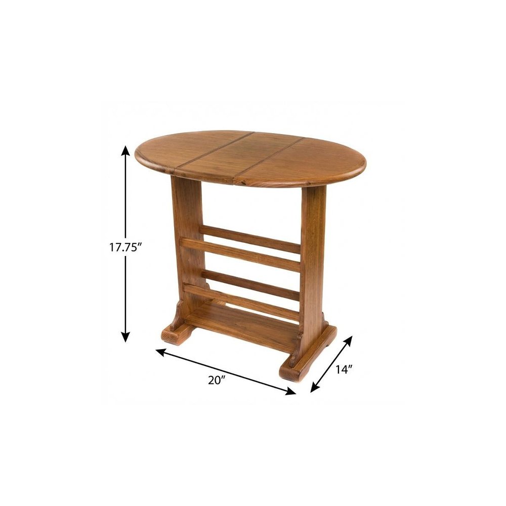 Brown Solid Wood Oval End Table - 18-inch