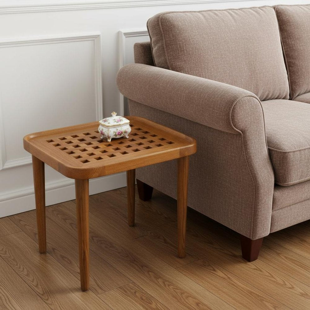 Brown Solid Wood Rectangular End Table - 18-inch
