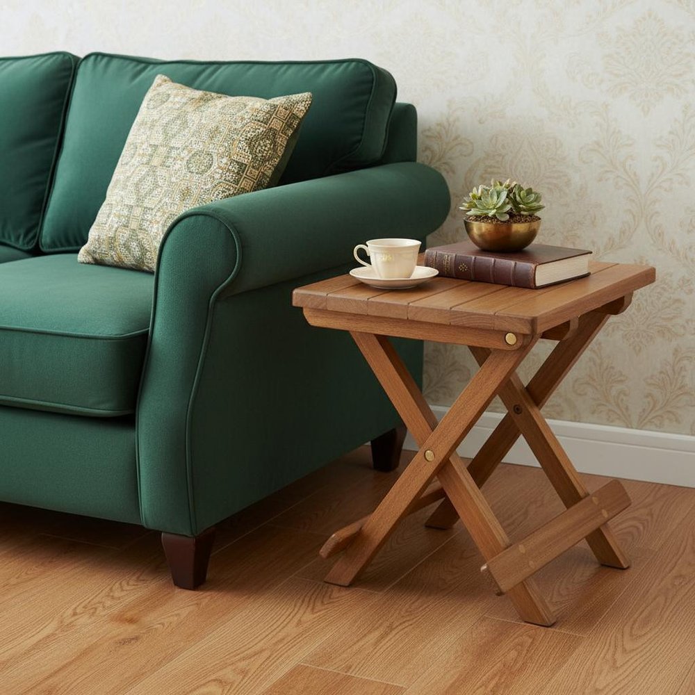 Brown Solid Wood Square End Table - 12-inch
