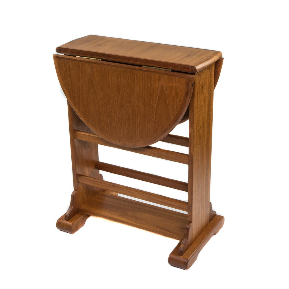 Brown Solid Wood Oval Drop Leaf End Table - 21-inch